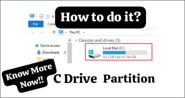 How to form a partition in your C Drive storage?